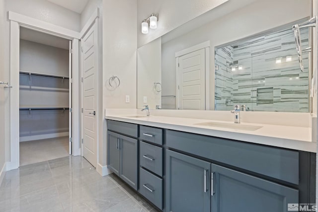 7393 Oakmont Ln, Sparks, NV 89441 - full bath featuring a shower stall, double vanity, baseboards, and a spacious closet