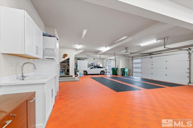 garage with a sink