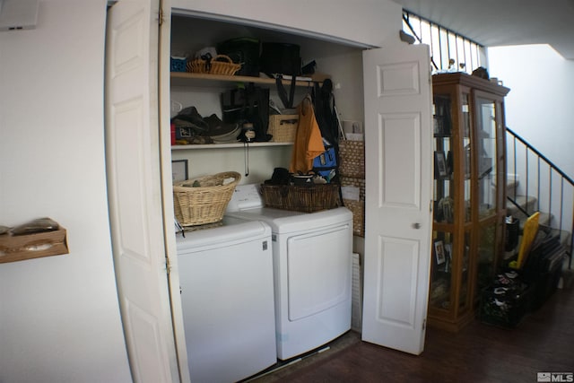 1754 Pinewood Dr Unit 14, Minden, NV 89423 - washroom featuring independent washer and dryer and dark wood-type flooring