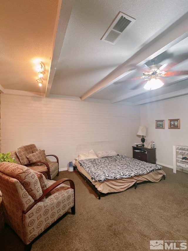 695 York Way, Sparks, NV 89431 - carpeted bedroom featuring beamed ceiling, baseboards, and ceiling fan