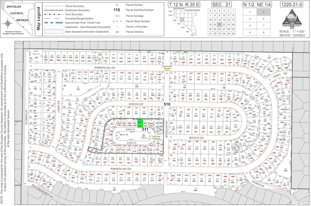 1342 Cahi Cir, Gardnerville, NV 89460 - map showing property parcels