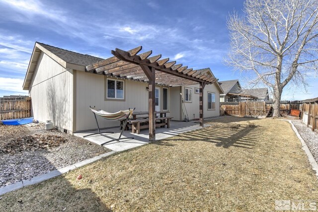 261 Brent St, Fallon, NV 89406 - back of house with a pergola, a fenced backyard, and a patio