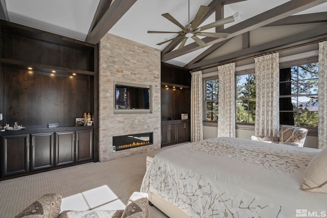 20588 Chanson Way, Reno, NV 89511 - carpeted bedroom with a large fireplace and multiple windows