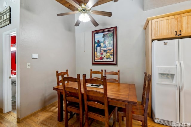 114 Angora Ct Unit A, Zephyr Cove, NV 89448 - dining space with light wood finished floors, ceiling fan, and baseboards
