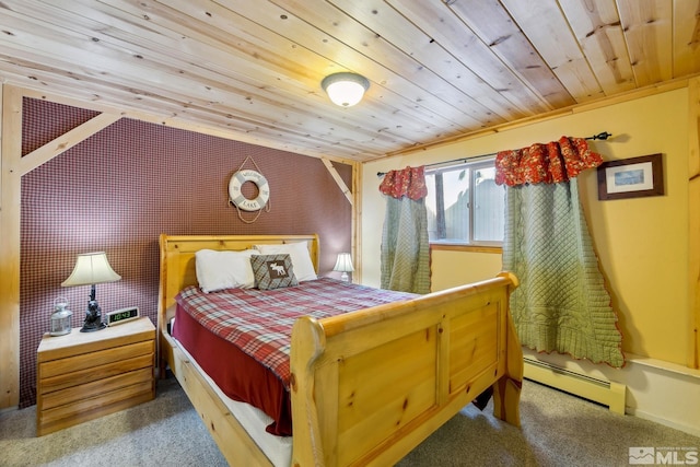 114 Angora Ct Unit A, Zephyr Cove, NV 89448 - bedroom with baseboard heating, carpet, and wooden ceiling