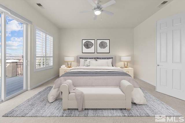 6131 Axis Dr, Sparks, NV 89436 - carpeted bedroom featuring access to exterior, baseboards, and ceiling fan