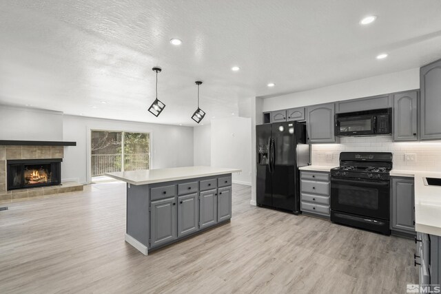820 Oriole Way Unit 51, Incline Village, NV 89451 - kitchen with gray cabinets, black appliances, light countertops, and recessed lighting