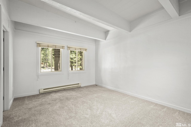 820 Oriole Way Unit 51, Incline Village, NV 89451 - carpeted spare room featuring baseboard heating, beamed ceiling, and baseboards