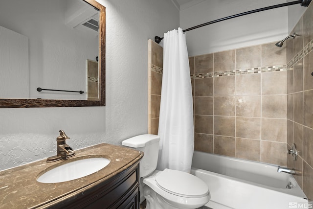 820 Oriole Way Unit 51, Incline Village, NV 89451 - full bathroom with shower / bathtub combination with curtain, toilet, a textured wall, and vanity