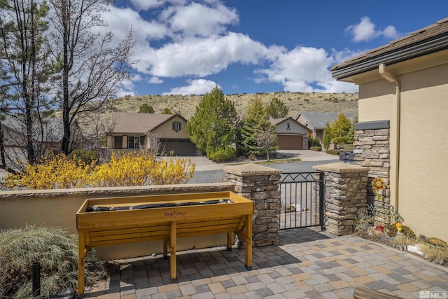 view of patio featuring a mountain view