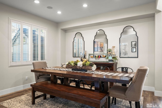 2191 Talladega Ct, Sparks, NV 89436 - dining space with baseboards, wood finished floors, and recessed lighting
