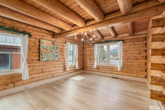 15290 Cherrywood Dr, Reno, NV 89511 - empty room with wood ceiling, wood finished floors, baseboards, and beamed ceiling