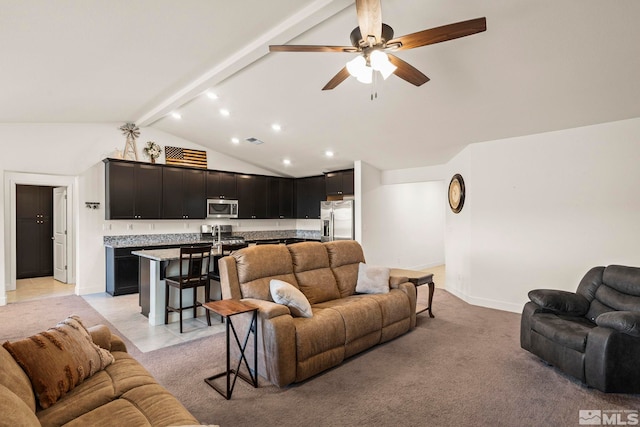 1981 Lanstar Dr, Sparks, NV 89441 - living room featuring baseboards, ceiling fan, and light carpet