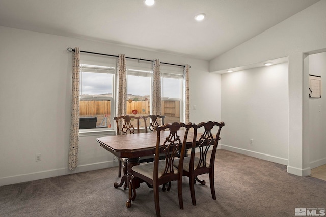 1981 Lanstar Dr, Sparks, NV 89441 - carpeted dining area with lofted ceiling, baseboards, and recessed lighting