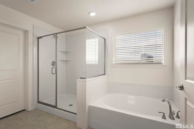 1981 Lanstar Dr, Sparks, NV 89441 - full bathroom with a garden tub, a stall shower, and tile patterned floors