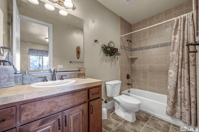 5140 Belsera Ct, Reno, NV 89519 - bathroom with shower / tub combo with curtain, toilet, and vanity