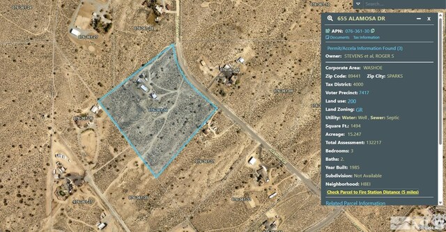 655 Alamosa Dr, Sparks, NV 89441 - map / location with property boundaries highlighted