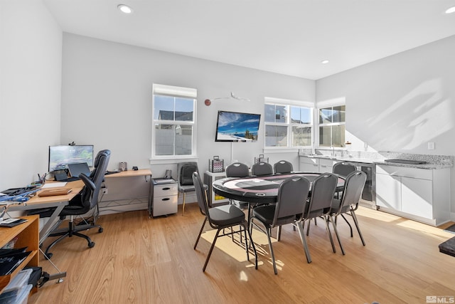 5424 Side Saddle Trl, Reno, NV 89511 - dining space featuring light wood-type flooring, a desk, and recessed lighting
