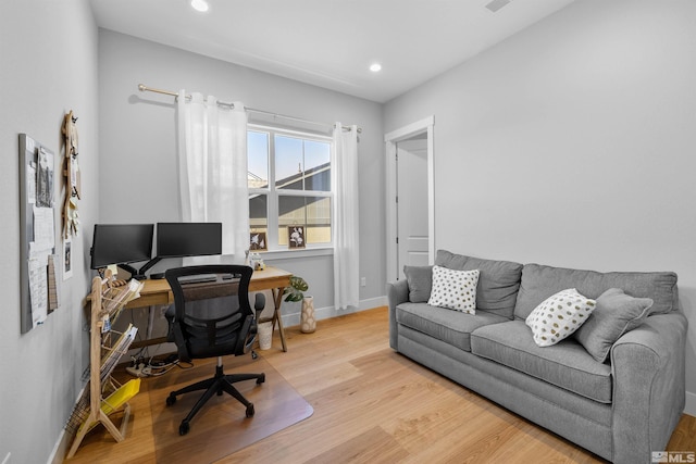 5424 Side Saddle Trl, Reno, NV 89511 - home office featuring light wood finished floors, baseboards, and recessed lighting