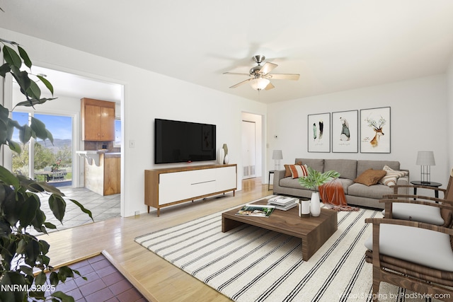 15900 Curtis Ln, Reno, NV 89511 - living room featuring ceiling fan and light tile patterned floors