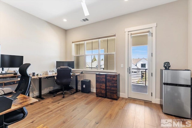 6103 S Pleasant Oak Trl, Reno, NV 89511 - home office with light wood-style floors, recessed lighting, and baseboards