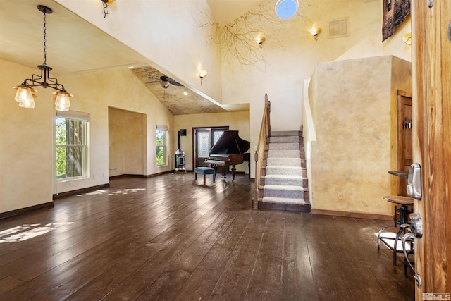 4775 Mount Rose Hwy, Reno, NV 89511 - entrance foyer with a towering ceiling, wood-type flooring, stairway, and baseboards
