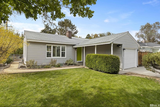 823 Arbutus St, Reno, NV 89509 - single story home featuring an attached garage, a chimney, a shingled roof, and driveway