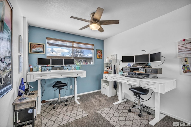 40 Condor Cir, Carson City, NV 89701 - carpeted office with ceiling fan, baseboards, and a textured ceiling