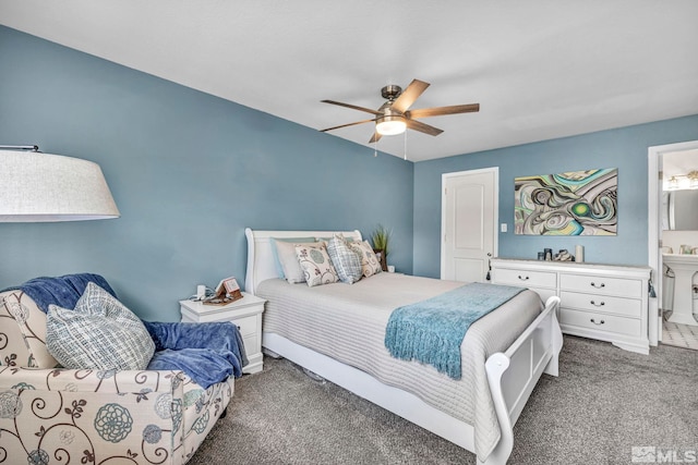 40 Condor Cir, Carson City, NV 89701 - bedroom featuring carpet, a ceiling fan, and ensuite bath