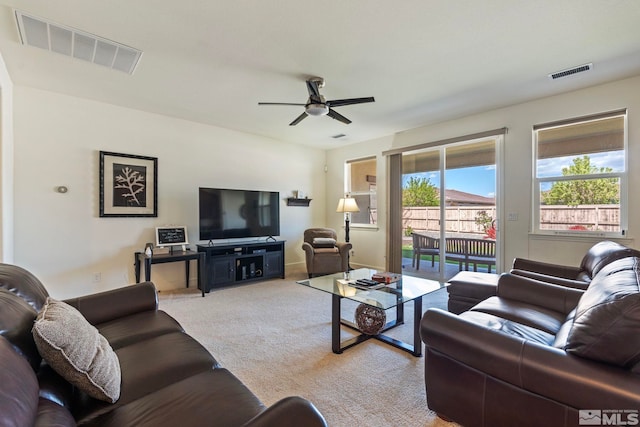 1845 Fledge Creek Dr, Reno, NV 89521 - living room featuring ceiling fan and light carpet