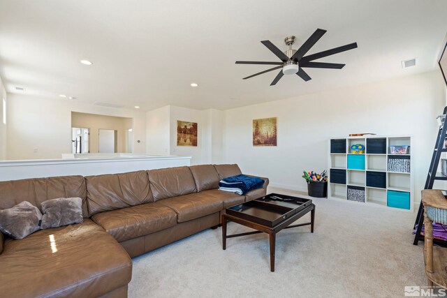 1845 Fledge Creek Dr, Reno, NV 89521 - carpeted living room with a ceiling fan, recessed lighting, and baseboards
