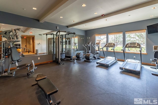 1450 Idlewild Dr Unit 1121, Reno, NV 89509 - gym with beam ceiling, baseboards, and recessed lighting