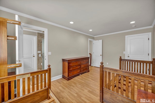 2501 Kensington Pl, Carson City, NV 89703 - bedroom with light wood-style flooring, baseboards, recessed lighting, and ornamental molding