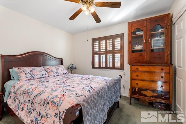 248 Woodlake Cir, Dayton, NV 89403 - bedroom featuring carpet flooring, baseboards, and a ceiling fan