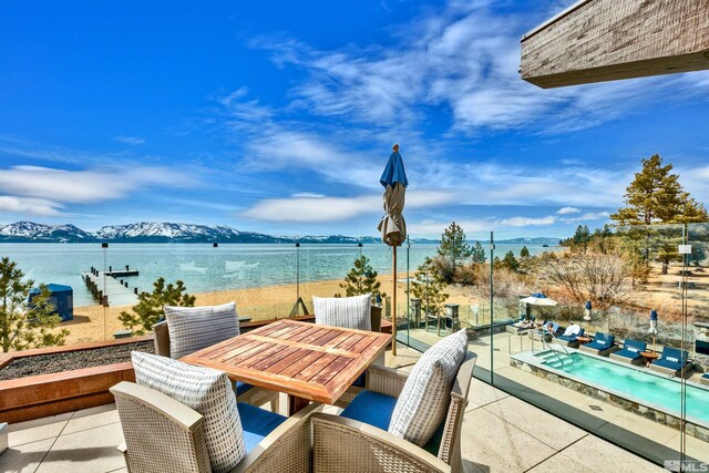 17 Beach Club Dr Unit 221, Stateline, NV 89449 - view of patio featuring a water and mountain view and outdoor dining space