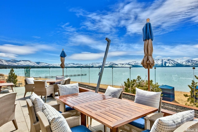 17 Beach Club Dr Unit 221, Stateline, NV 89449 - view of patio / terrace featuring outdoor dining area and a water and mountain view
