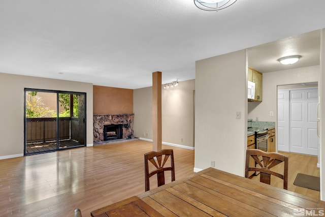 1000 Beck St Unit 251, Reno, NV 89509 - dining space with light wood-style floors, a fireplace, and baseboards
