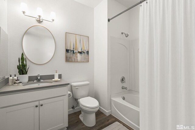 6850 Sharlands Ave Unit Y1149, Reno, NV 89523 - full bath featuring wood finished floors, toilet, shower / tub combo, vanity, and baseboards