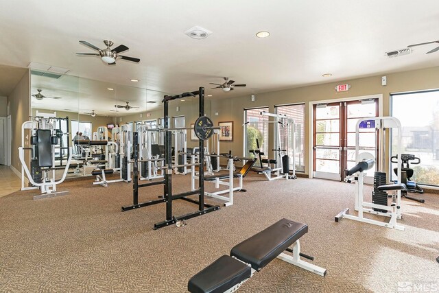 6850 Sharlands Ave Unit Y1149, Reno, NV 89523 - exercise room with a ceiling fan, recessed lighting, and carpet flooring