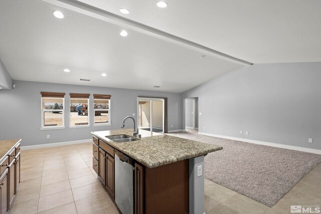 7760 Sonic Ct, Sparks, NV 89436 - kitchen with a sink, dishwasher, recessed lighting, baseboards, and an island with sink