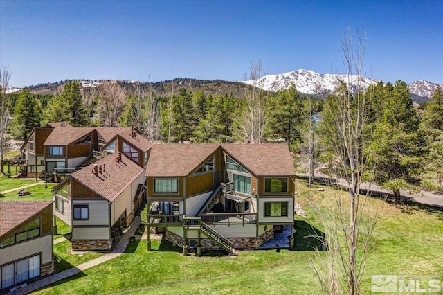 555 Tahoe Keys Blvd Unit 14, South Lake Tahoe, CA 96150 - back of house with a mountain view and a yard