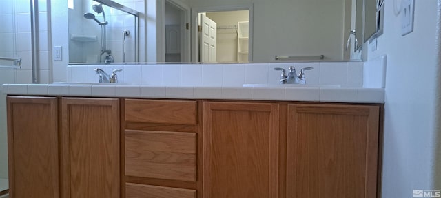 1360 Veneto Dr, Sparks, NV 89434 - full bath featuring a shower stall, double vanity, and backsplash