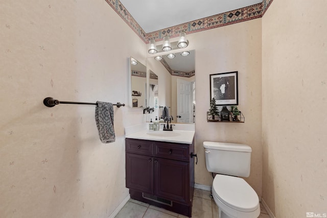 2900 Ariel Dr, Reno, NV 89523 - half bathroom with toilet, vanity, tile patterned floors, and baseboards