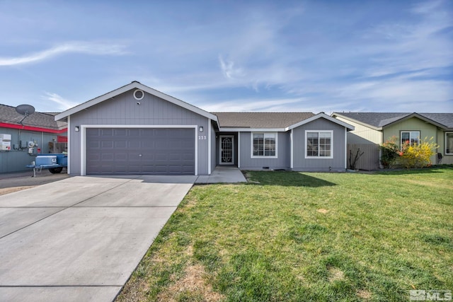 233 Jennys Ln, Fernley, NV 89408 - ranch-style house with an attached garage, concrete driveway, and roof with shingles