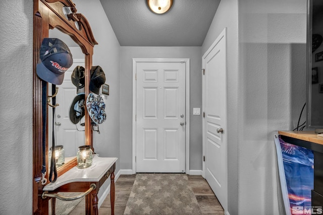 233 Jennys Ln, Fernley, NV 89408 - entryway featuring wood finished floors, a textured ceiling, and baseboards
