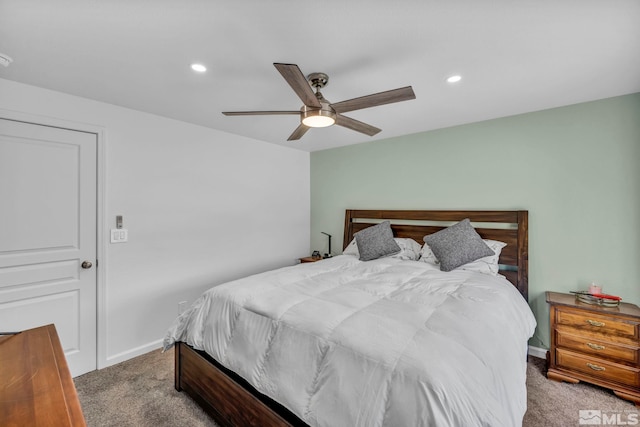 233 Jennys Ln, Fernley, NV 89408 - bedroom featuring carpet, recessed lighting, ceiling fan, and baseboards