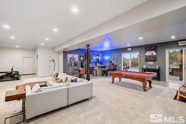 4610 Tybo Rd, Reno, NV 89521 - living area featuring a bar, pool table, recessed lighting, and plenty of natural light
