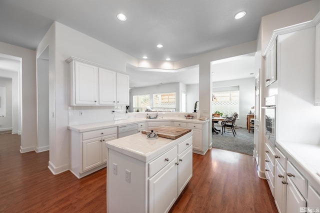 1510 Corleone Dr, Sparks, NV 89434 - kitchen with dishwasher, a kitchen island, plenty of natural light, wood finished floors, and recessed lighting