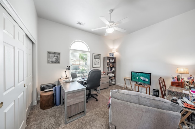 1510 Corleone Dr, Sparks, NV 89434 - office area with light carpet, ceiling fan, and baseboards