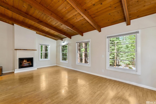 40 Shay Creek Rd, Markleeville, CA 96120 - unfurnished living room with wood finished floors, wood ceiling, plenty of natural light, and baseboards